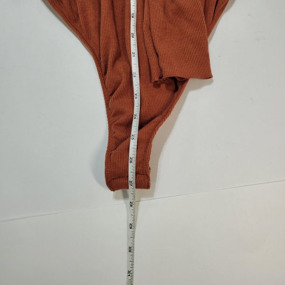 Free People Turtle Neck Women's Bodysuit Orange - Size Large - Picture 4 of 5